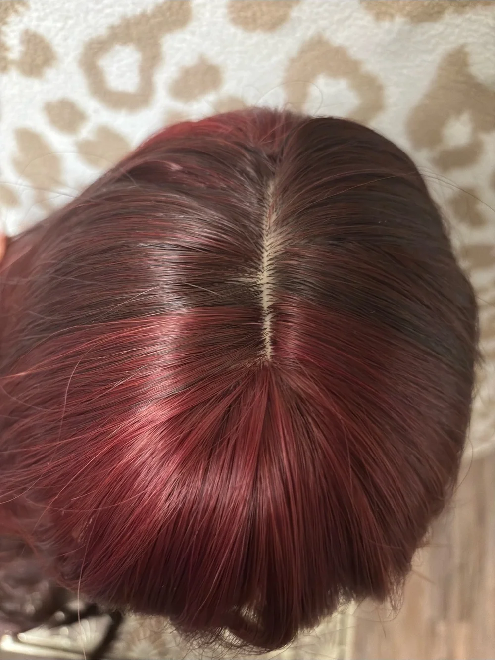 Burgundy Long Loose Wavy Wig with Bangs - Deep Red Mix
